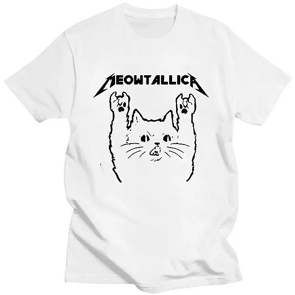 Camisa estampada Meowtallica-t-shirt  com impressão de música de gato