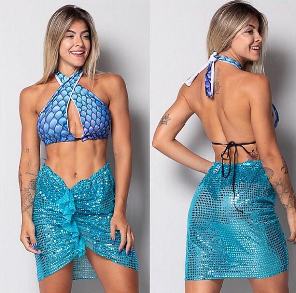 Conjunto Carnaval Sereia - Azul (Top + Saia) | Rio Fashion Fitness - Rio  Fashion Fitness | Loja online Calcinhas exclusivas em 100% Puro Algodão e  Moda Fitness - Conforto e saúde em moda íntima