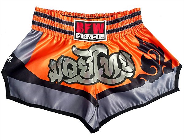 Short Muay Thai Cetim Premium Tradicional LARANJA