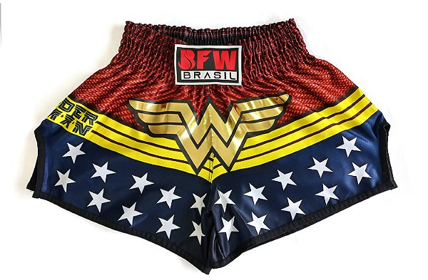 SHORT MUAY THAI MULHER MARAVILHA PREMIUM 50% desconto