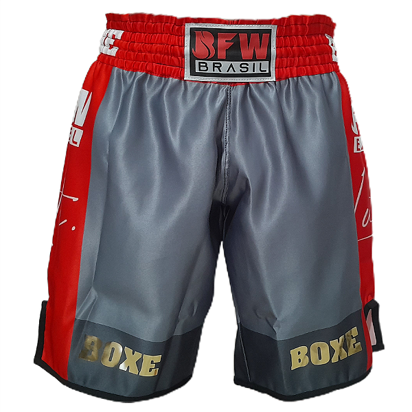 Calção Boxe - Prata E Vermelho 50% desconto