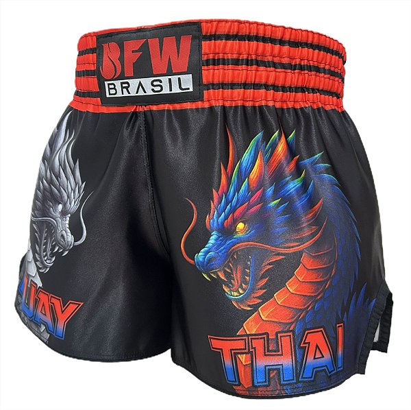 Short Muay Thai Premium Tailandês Unissex - Red Dragon