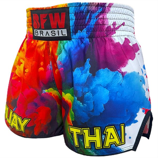 Short Muay Thai Calção Tailandês Unissex - Aquarela Bfw