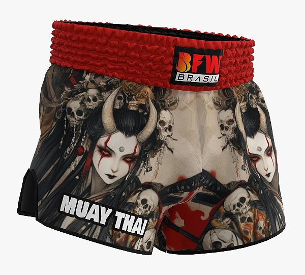 Short Muay Thai Calção Tailandês Unissex - Samurai Girl