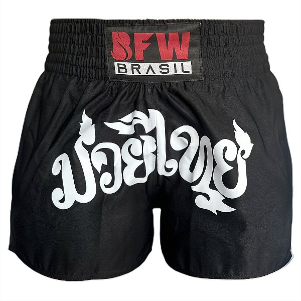 Short Muay Thai Tailandês Preto Básico Unissex