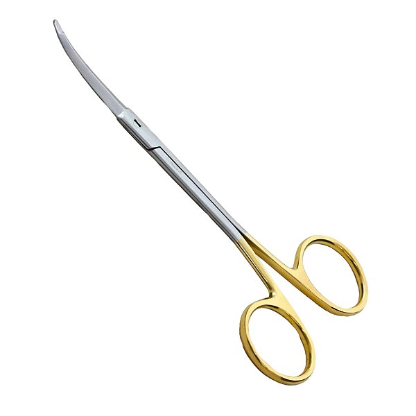 Tesoura Bifacetada serrilhada 19cm curva