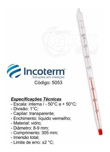 Termômetro Vidro Líquido Vermelho 5053 / -50°c +50°c