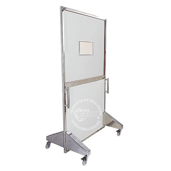 Biombo Radiológico Inox GRX 2 mmPb 180X80cm c/ Visor 20x30cm de 2mmPb