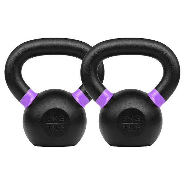 Kit X2 Kettlebell 6 Kg Halter Com Alça Preto C/ Nf - Dsr