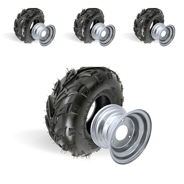 Kit 4 Pneus 145/70-6 + 4 Rodas aro 6