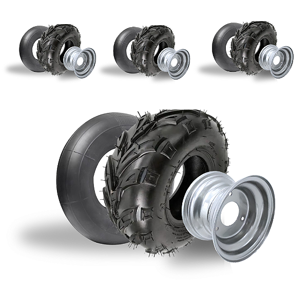 Kit 4 Pneus 145/70-6 + Camara e Roda aro 6