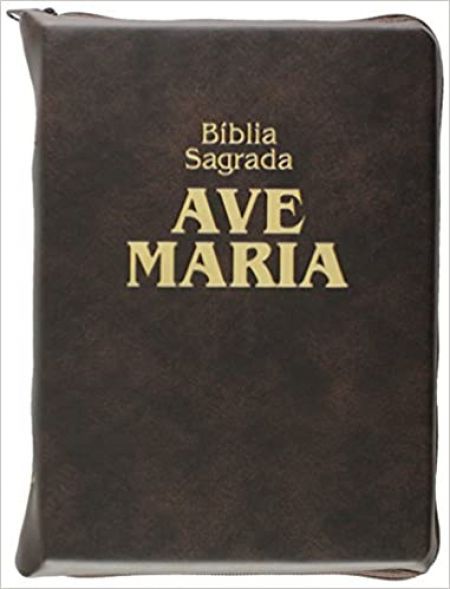 Bíblia Sagrada Ave Maria Marrom Zíper