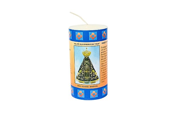 Vela Votiva Hidrogenada de Nossa Senhora Aparecida (9x5).