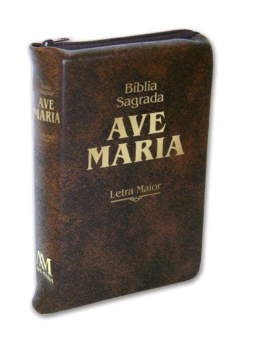 Bíblia Sagrada Ave Maria Letra Maior Marrom Zíper