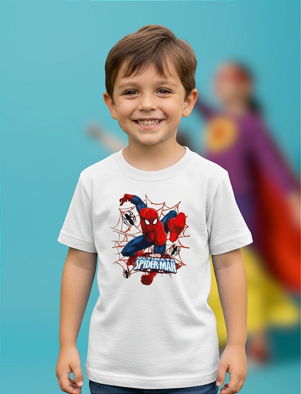 Camiseta Infantil Homem Aranha Masculina Algodão Absoluth