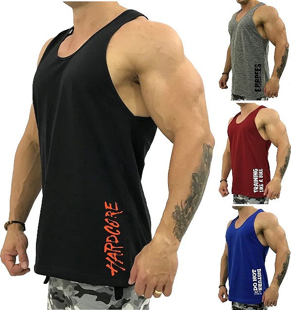 CAMISETA REGATA MASCULINA 100% ALGODÃO EM FIO 30 PENTEADO ACADEMIA TREINO