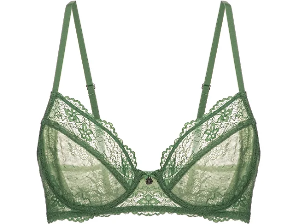 Sutiã Cobertura Total Microfibra e Renda Première Verde Militar