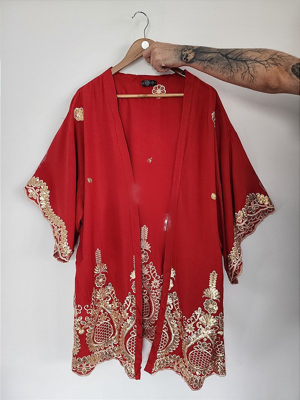 Kimono Oriente Vermelho