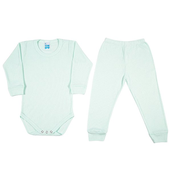 Conjunto Infantil Canelado Tio Dey Manga Longa Maçã Verde