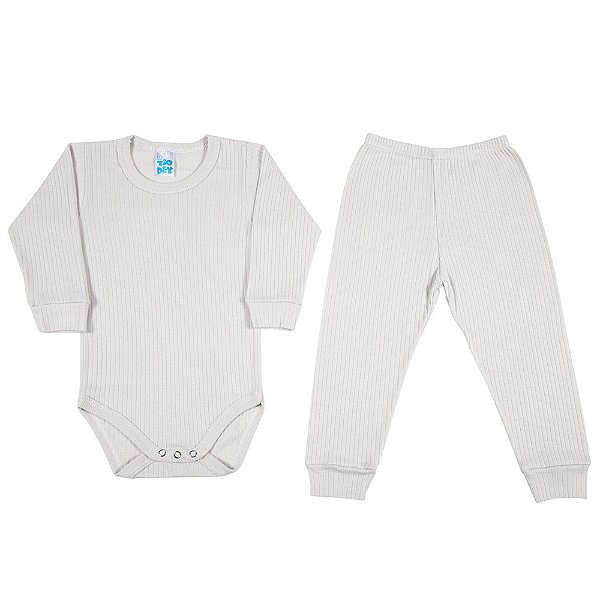 Conjunto Infantil Canelado Tio Dey Manga Longa Gelo
