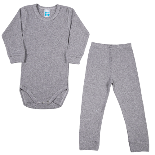 Conjunto Infantil Canelado Manga Longa Mescla