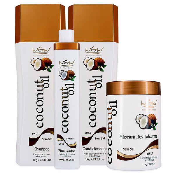 Kit Coconut Oil Profissional Hidratação Intensa Wgw Lanzy