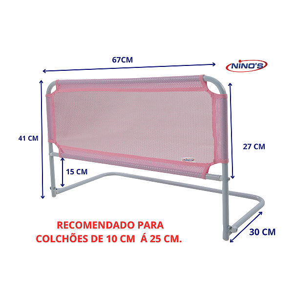 Mini Grade de cama simples Rosa Ninos