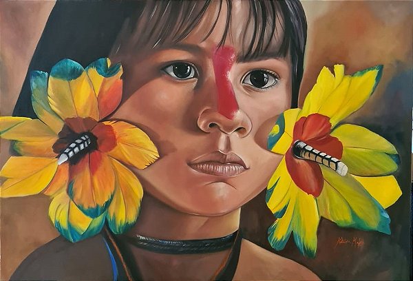 Quadro Pintura em Tela Índios do Brasil