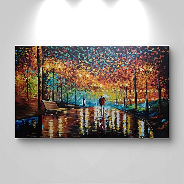 Quadro pintura tela releitura Casal passeio no bosque