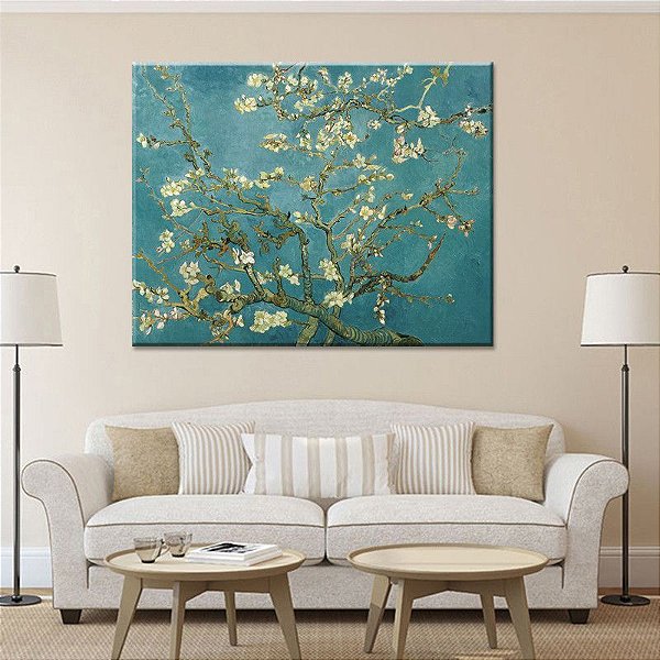 Quadro  Pintura  “Amendoeira em Flor” Releitura Van Gogh