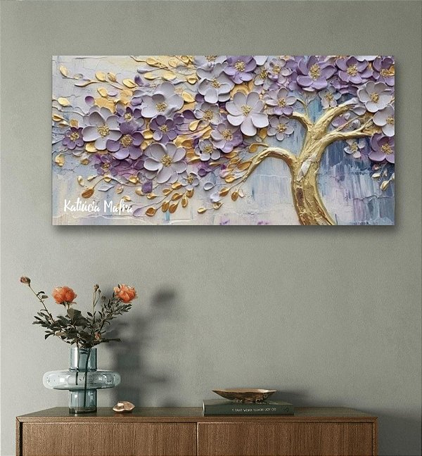 Pintura Em Tela quadro  Decorativo Floresta lilás