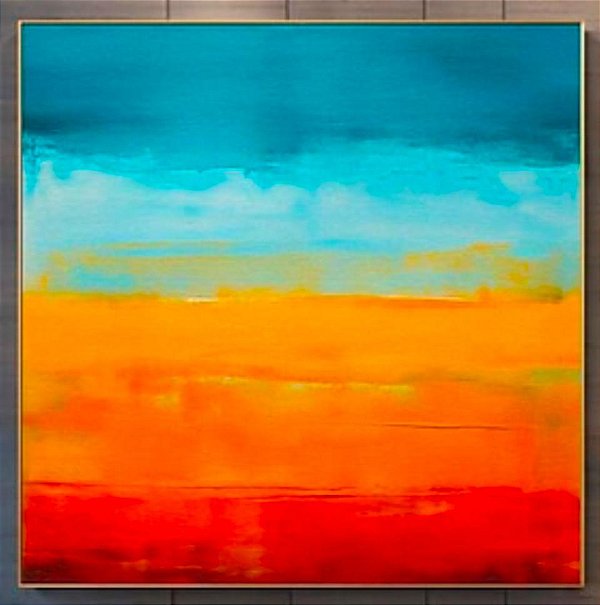 Pintura em tela quadro abstrato Cores quente
