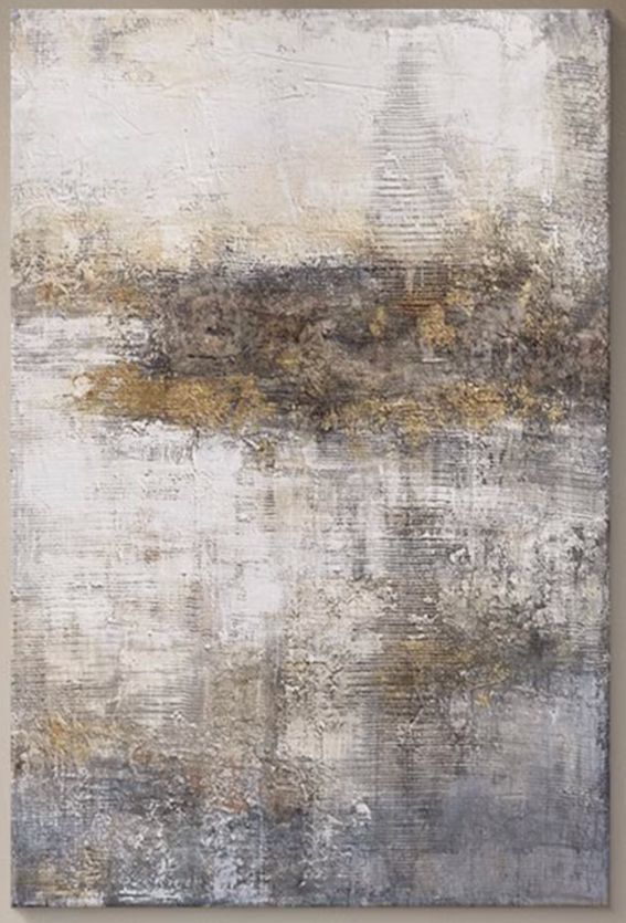 Pintura  Abstrato espatulada com Relevos de tinta cinza azul