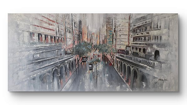 Quadro pintado a mão da vista Viaduto Otávio Rocha- RS