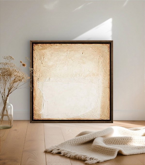 Quadro decorativo com texturas- 'Entre Camadas do Silêncio'