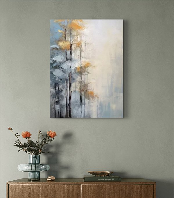 Quadro Abstrato Contemporâneo Floresta Dourada