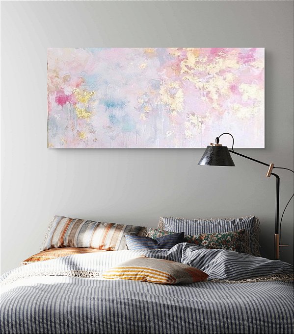 Quadro abstrato pintado a mão Abstrato Nuvens de Algodão Doce
