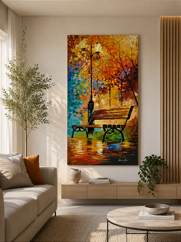 Quadro pintado a mão Bosque Iluminado impressionista