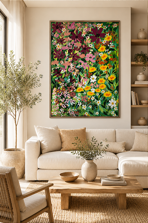 Quadro pintado à mão Jardim em Flor