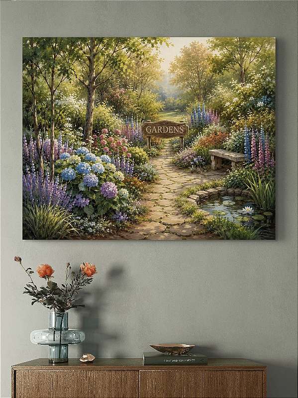 Pintura em tela Quadro Conjunto de Paisagens "O jardim "