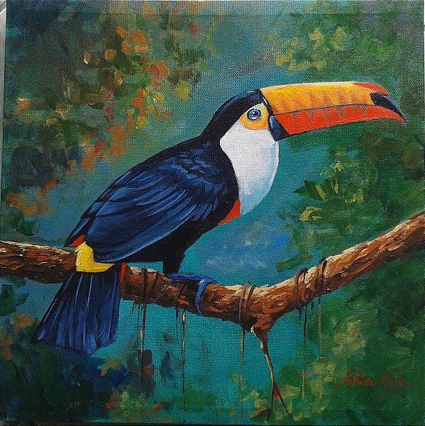 Quadro Pintura em tela Tucano