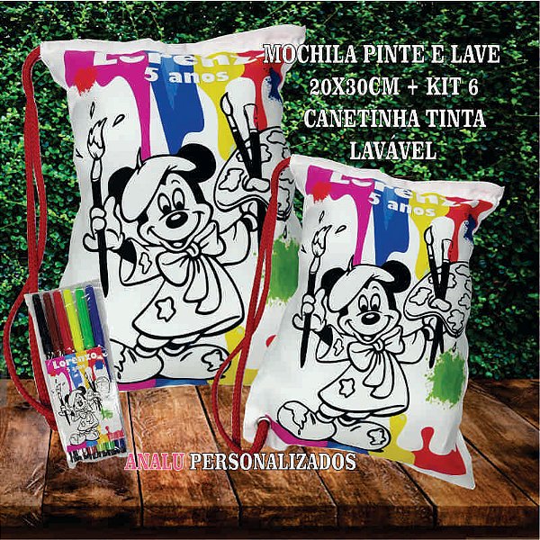 Mochilinha Colorir + kit canetinha