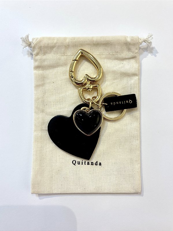 Chaveiro 'Charm' Coração Preto