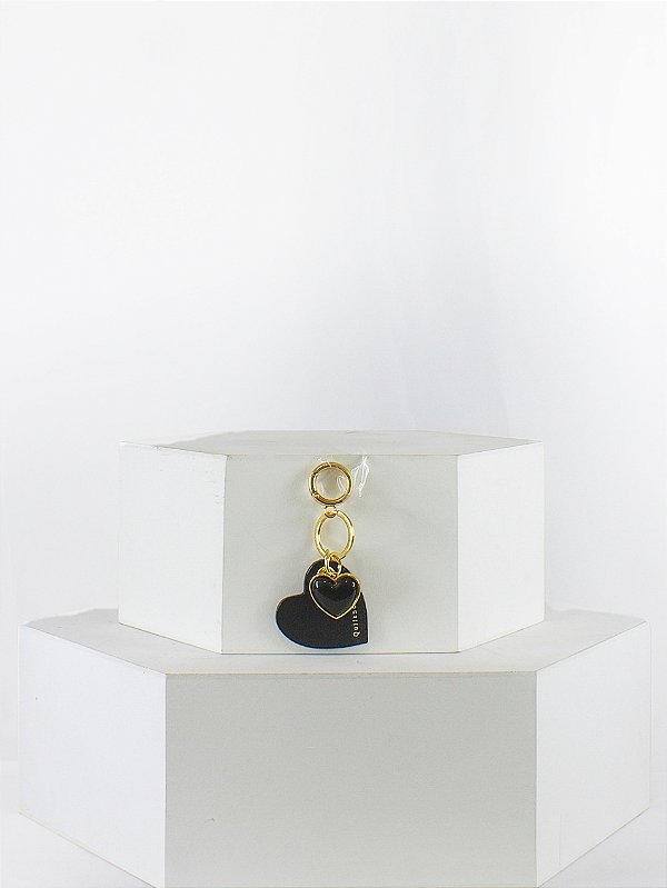 Chaveiro 'Charm' Coração Preto