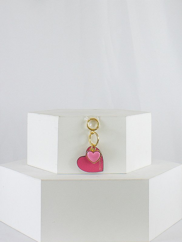 Chaveiro 'Charm' Coração Rosa