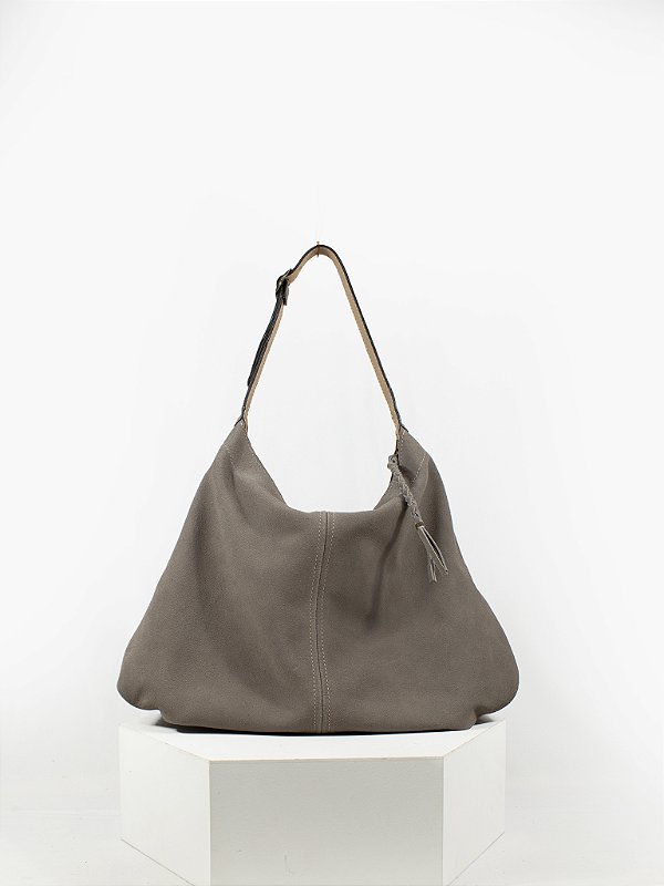 Bolsa Hobo Camurça Cinza