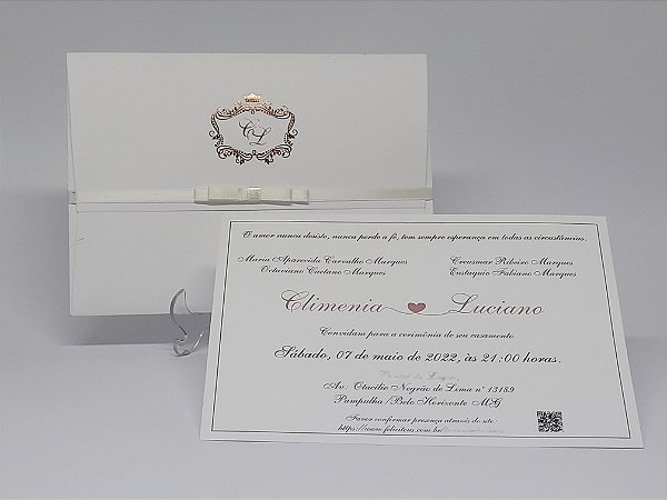 Convite Casamento Classico Rose Gold
