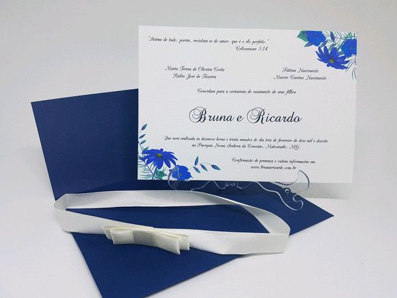 Convite casamento azul marinho