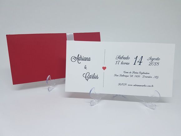 Convite para casamento com envelope luva