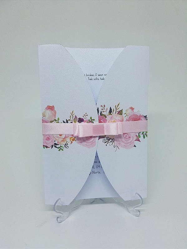 Convite casamento rosas envelope